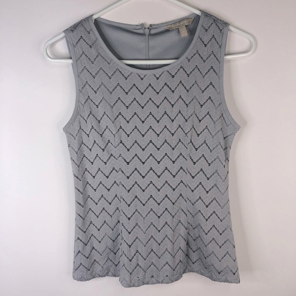 Banana Republic silver lace chevron sleeveless jewel neck top 0P - Picture 1 of 11